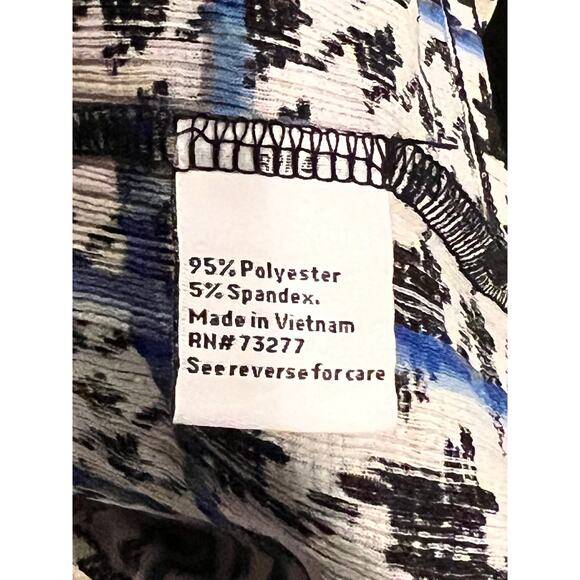 Nine West Black White & Blue Stripe Houndstooth Blouse Keyhole Back Size Small - Picture 7 of 8